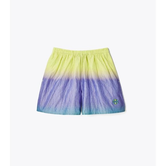 T-186. Tory Burch Ripstop Gradient Drawstring Short Purple Yellow Essence Large - Picture 1 of 1